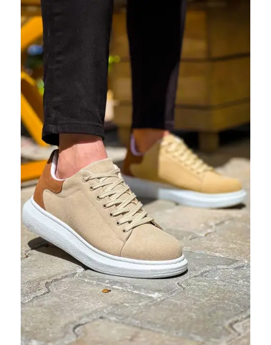 Tb-x500  Terzi Bey Bej Taba Süet Yüksek Taban Bağcıklı Günlük Erkek Ayakkabı