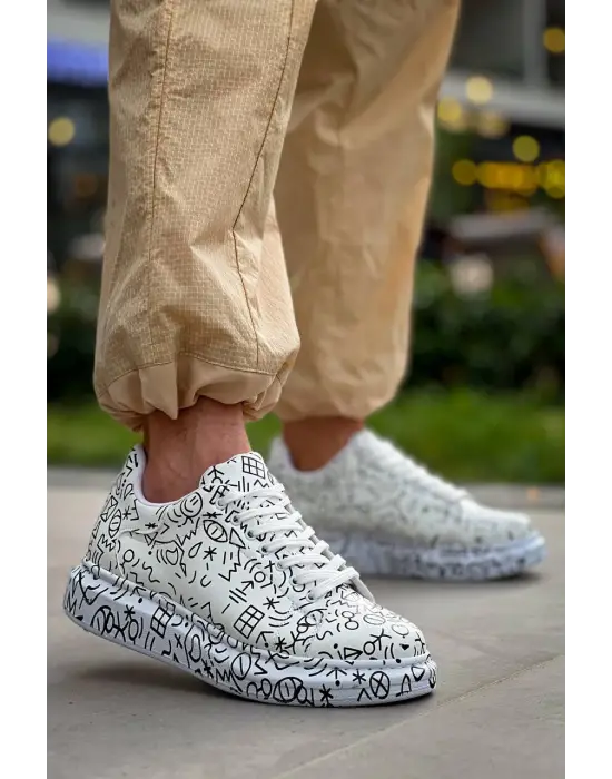 Tb-x500  Terzi Bey  Beyaz Emoji Bağcıklı  Günlük Erkek  Ayakkabı