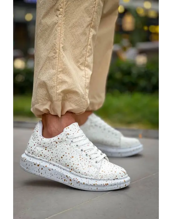 Tb-x500  Terzi Bey Beyaz Gold  Bağcıklı  Günlük Erkek  Ayakkabı