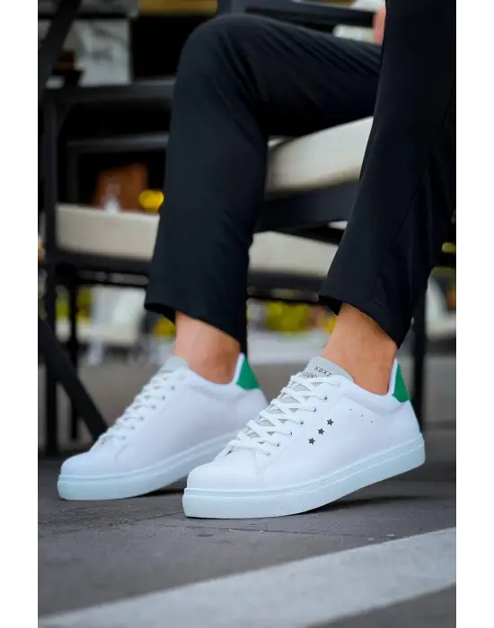 Tb-x7  Terzi Bey Beyaz Yeşil Yüksek Taban Bağcıklı Günlük Erkek Ayakkabı