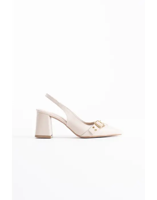 Keira Bej Cilt Kadın Topuklu Ayakkabı