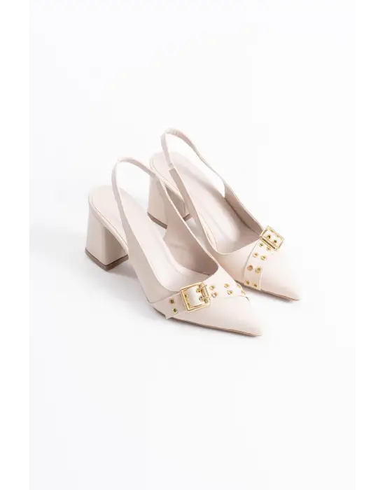 Keira Bej Cilt Kadın Topuklu Ayakkabı