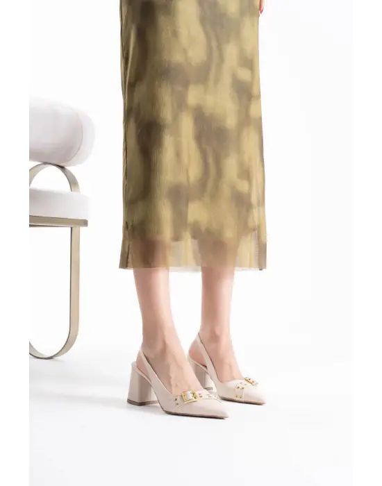 Keira Bej Cilt Kadın Topuklu Ayakkabı