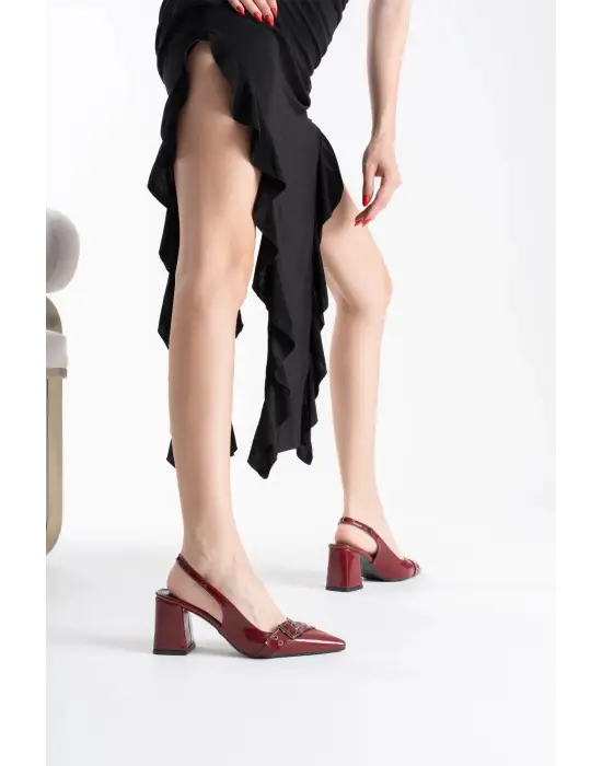 Keira Bordo Rugan Kadın Topuklu Ayakkabı