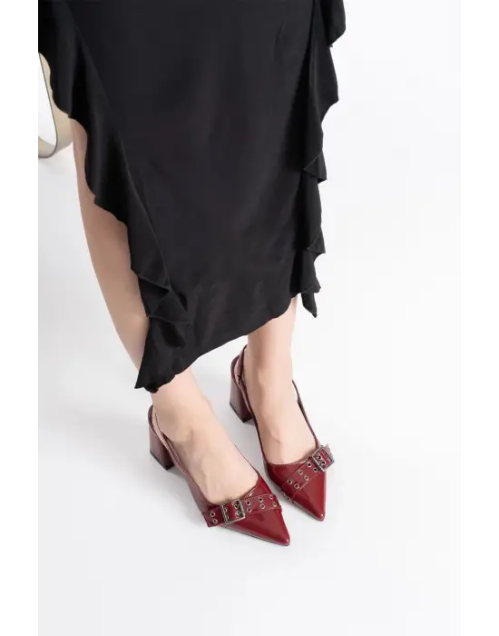 Keira Bordo Rugan Kadın Topuklu Ayakkabı