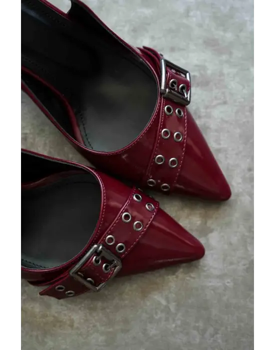 Keira Bordo Rugan Kadın Topuklu Ayakkabı