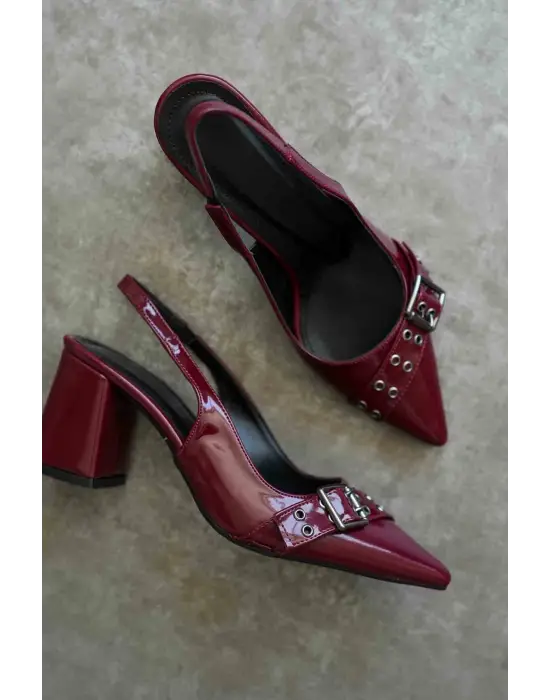 Keira Bordo Rugan Kadın Topuklu Ayakkabı