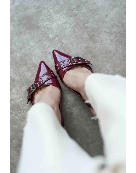 Keira Bordo Rugan Kadın Topuklu Ayakkabı
