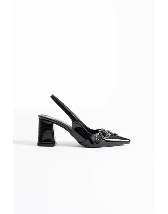 Keira Siyah Rugan Kadın Topuklu Ayakkabı