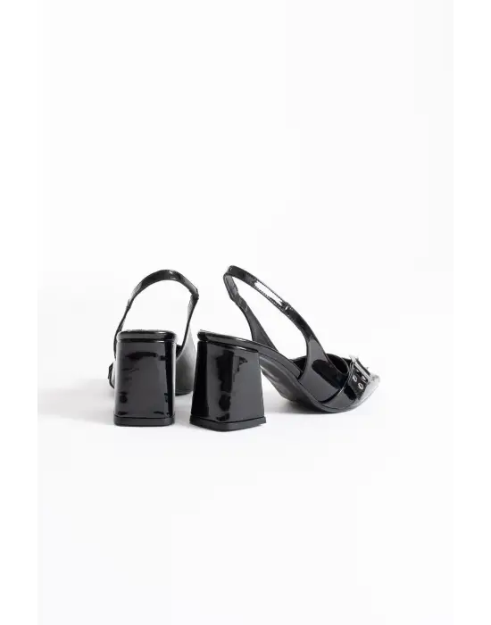 Keira Siyah Rugan Kadın Topuklu Ayakkabı