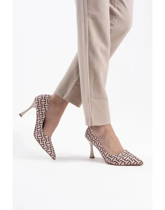 Kelsey Kadın Bej Desenli Stiletto