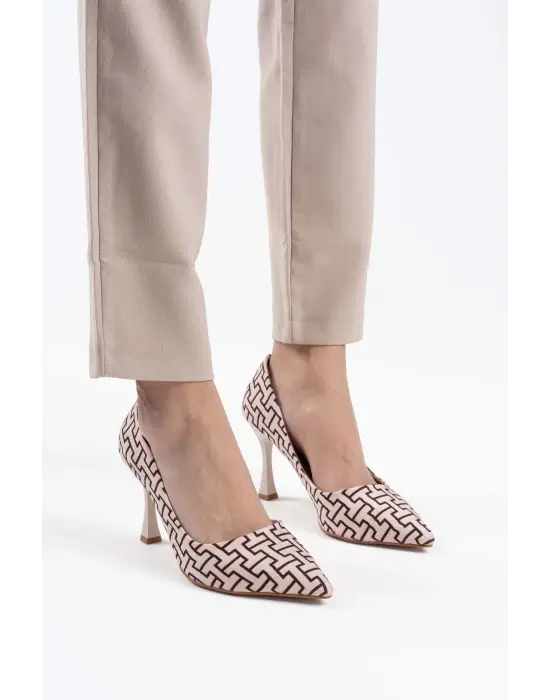 Kelsey Kadın Bej Desenli Stiletto