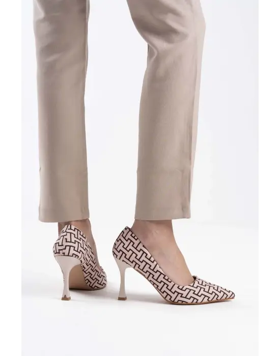 Kelsey Kadın Bej Desenli Stiletto