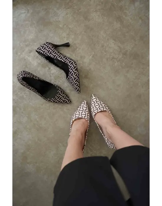 Kelsey Kadın Bej Desenli Stiletto