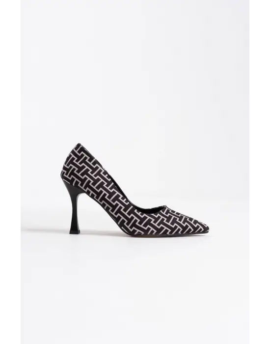 Kelsey Kadın Siyah Desenli Stiletto