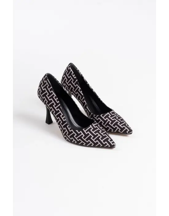 Kelsey Kadın Siyah Desenli Stiletto