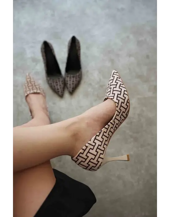 Kelsey Kadın Siyah Desenli Stiletto