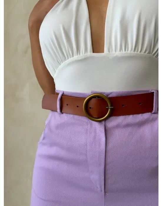 Kemerli Gabardin Şort Lila S25735