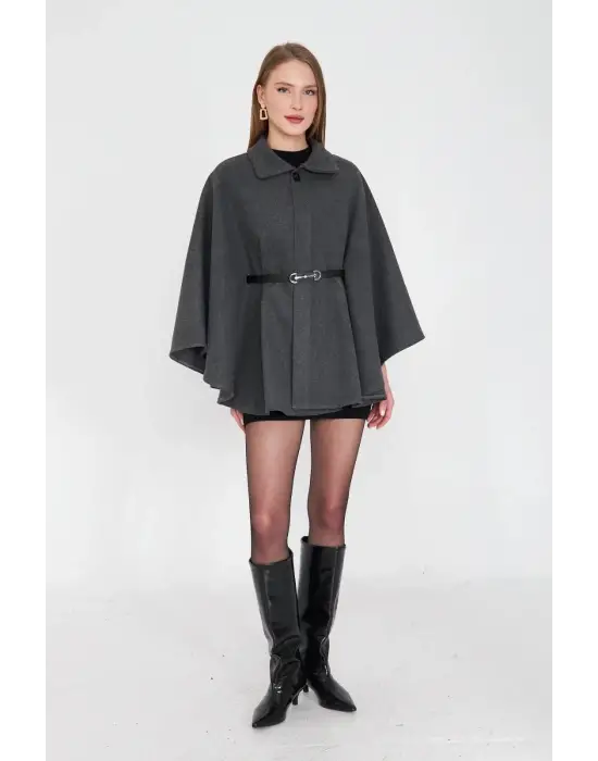 Kemerli Kaşe Panço Antrasit Pt