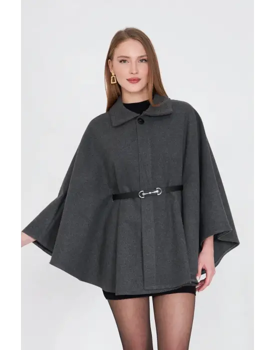 Kemerli Kaşe Panço Antrasit Pt