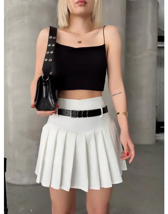 Kemerli Pikseli Şort Etek