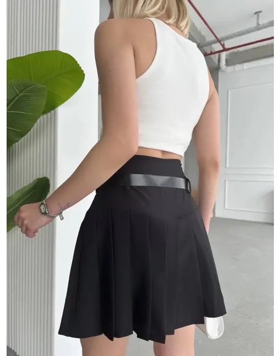 Kemerli Pikseli Şort Etek