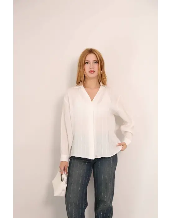 Kendinden Çizgili London Gömlek