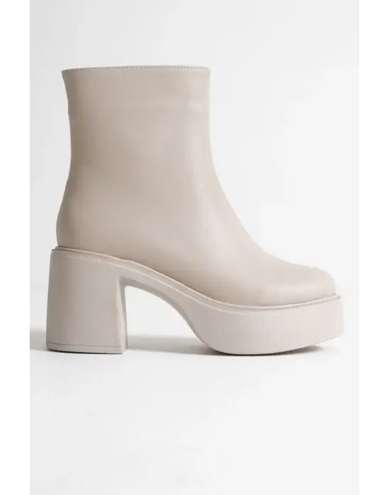 Keti Kadın Bej Topuklu Bot