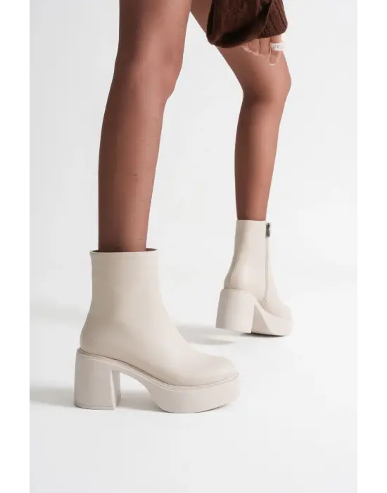 Keti Kadın Bej Topuklu Bot