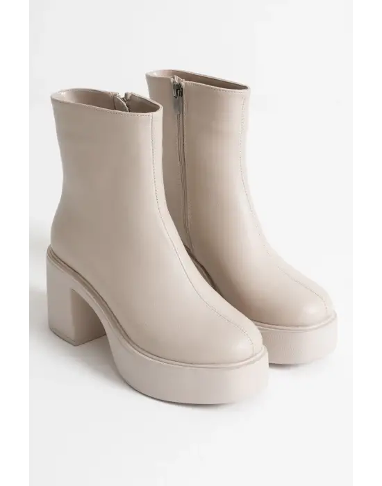 Keti Kadın Bej Topuklu Bot