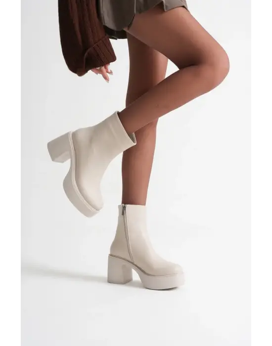 Keti Kadın Bej Topuklu Bot