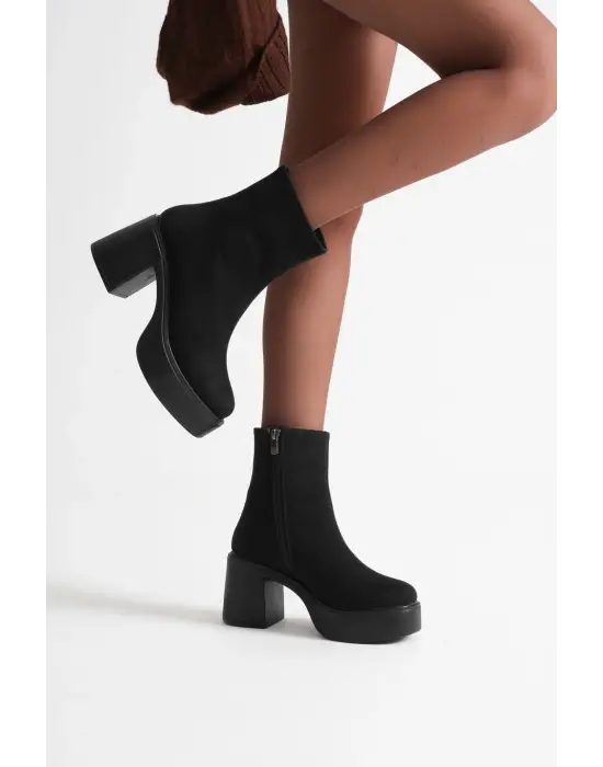 Keti Kadın Siyah Süet Topuklu Bot