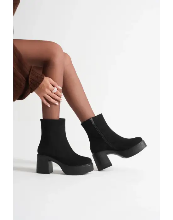 Keti Kadın Siyah Süet Topuklu Bot