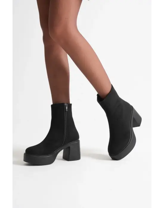 Keti Kadın Siyah Süet Topuklu Bot