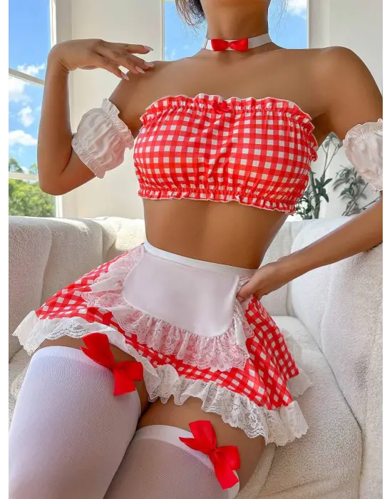 Kırmızı Pitikare Etekli Fantazi Kostüm