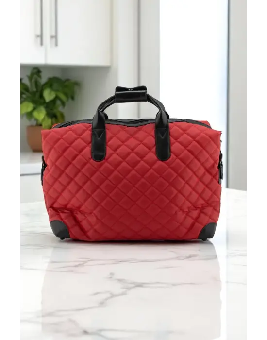 Kırmızı Su Geçirmez Kumaş Kadın Büyük Boy Omuz Çantası