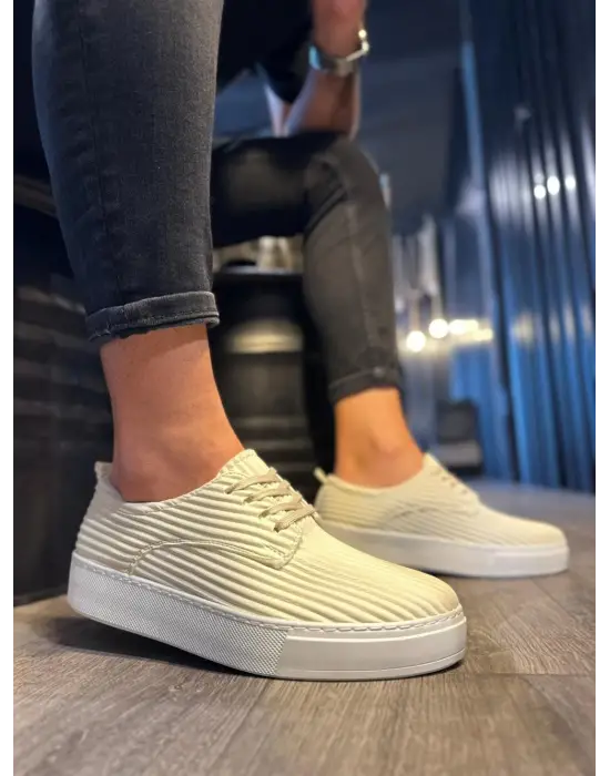 Terzi Bey Fitilli Desenli Günlük Ayakkabı 076 Beyaz