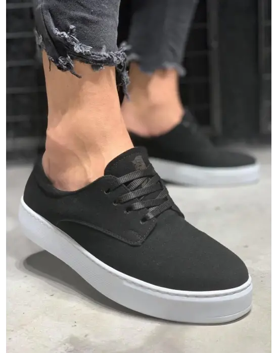 Terzi Bey Günlük Ayakkabı 077 Siyah Süet (beyaz Taban)