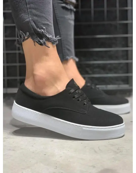 Terzi Bey Günlük Ayakkabı 077 Siyah Süet (beyaz Taban)