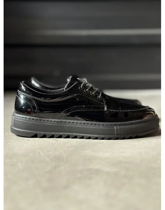 Terzi Bey Günlük Ayakkabı T12 Siyah Rugan (siyah Taban)