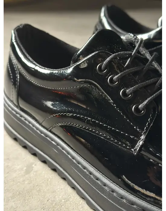 Terzi Bey Günlük Ayakkabı T12 Siyah Rugan (siyah Taban)