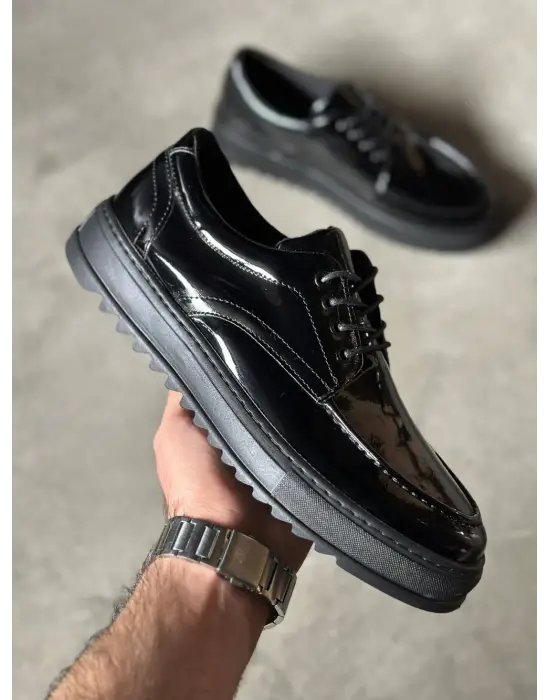 Terzi Bey Günlük Ayakkabı T12 Siyah Rugan (siyah Taban)