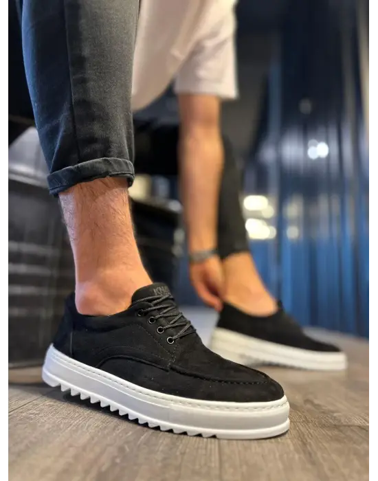 Terzi Bey Günlük Ayakkabı T12 Siyah Süet (beyaz Taban)