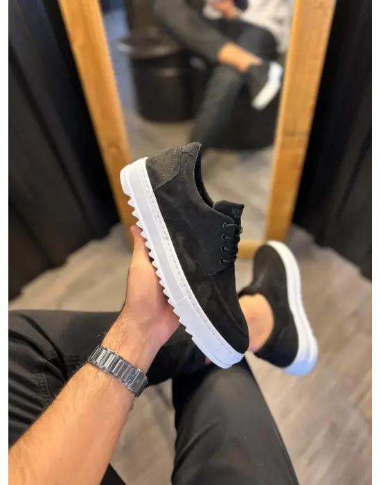 Terzi Bey Günlük Ayakkabı T12 Siyah Süet (beyaz Taban)