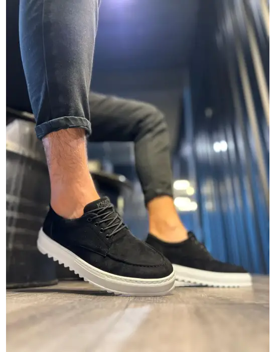 Terzi Bey Günlük Ayakkabı T12 Siyah Süet (beyaz Taban)