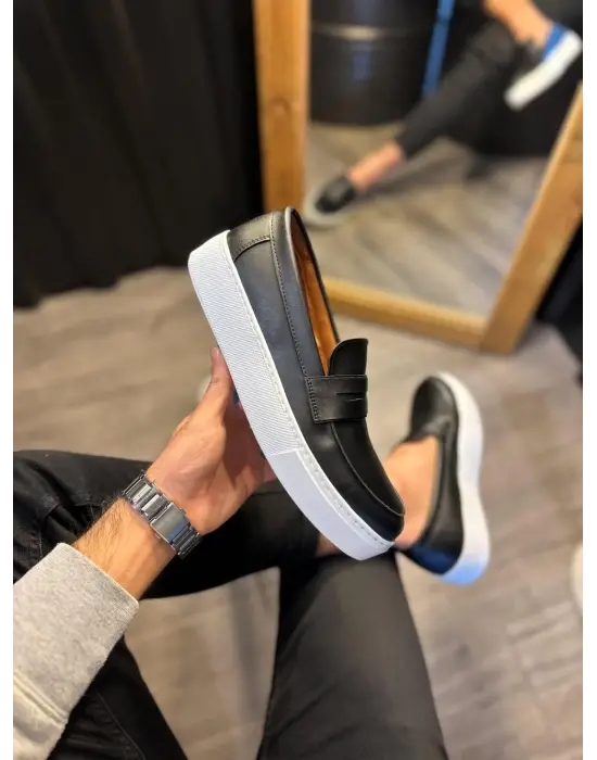 Terzi Bey Günlük Klasik Ayakkabı 400 Siyah (beyaz Taban)