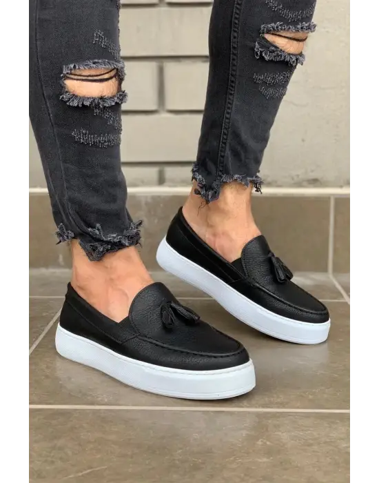 Terzi Bey Günlük Spor Klasik Ayakkabı 717 Siyah (beyaz Taban)