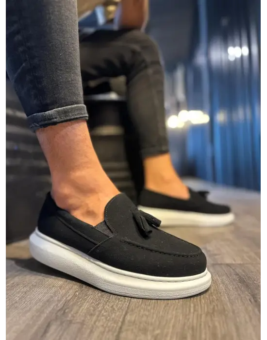 Terzi Bey Günlük Spor Klasik Ayakkabı 818 Siyah Süet (beyaz Taban)