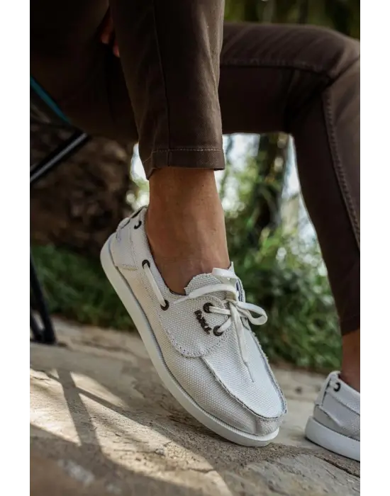 Terzi Bey Mevsimlik Keten Ayakkabı 008 Beyaz