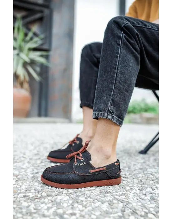 Terzi Bey Mevsimlik Keten Ayakkabı 008 Siyah (taba Taban)